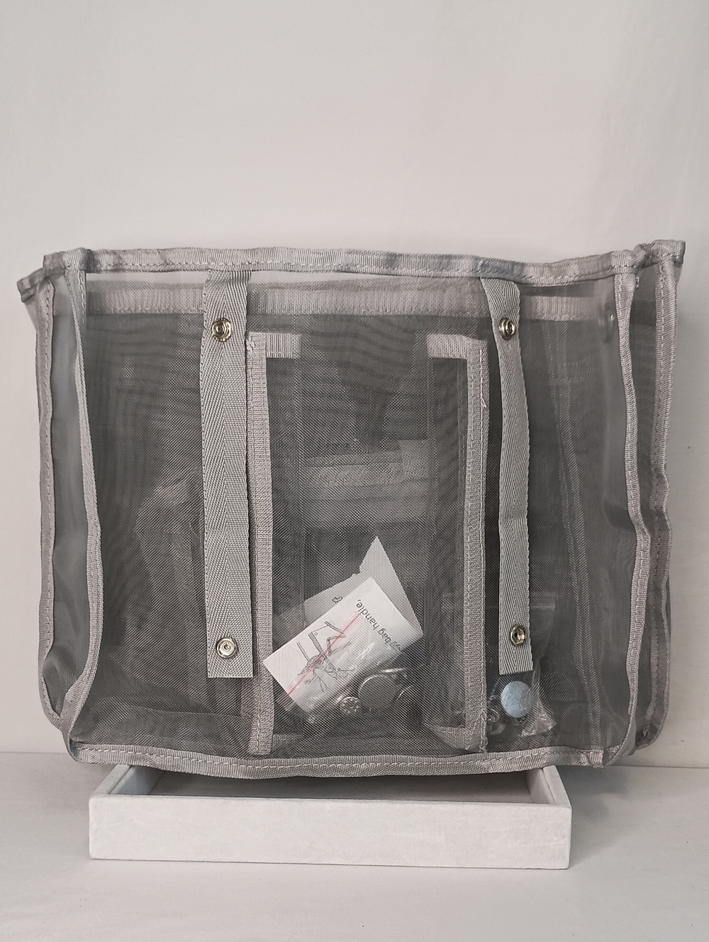 Women's Tote Purse Organizer Mesh Grey Medium Bogg Bag - Picture 4 of 8